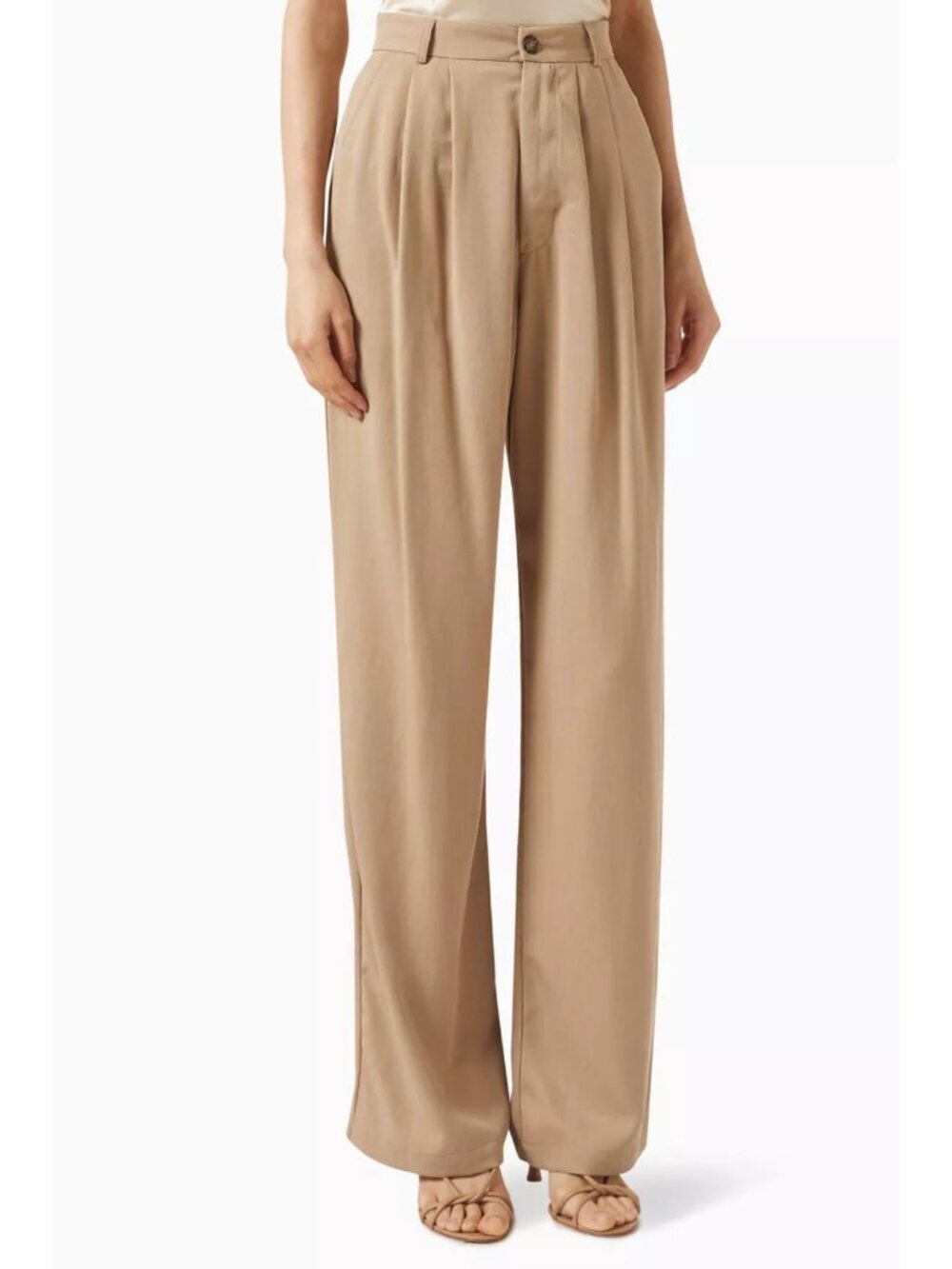 Reformation Khaki TENCEL™ Lyocell Mason Straight Leg Trouser Pants 8054